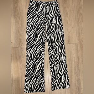 Y2K Vintage Velvet Zebra Womens Pants Size P-Small 100% Polyester